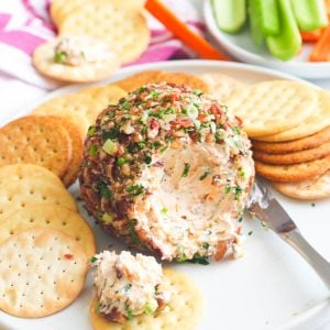 cheese ball with crackers