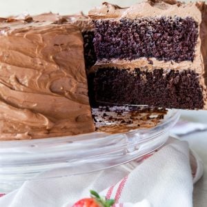 Devil's Food Cake with a Slice being removed