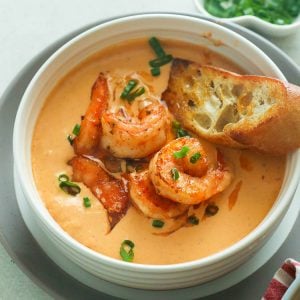 Shrimp Bisque with No Knead Bread