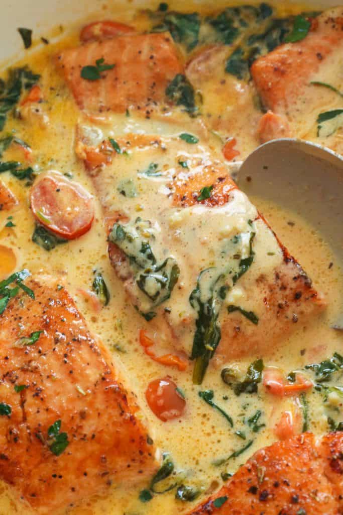 Creamy Tuscan Salmon in Garlic Cream Sauce