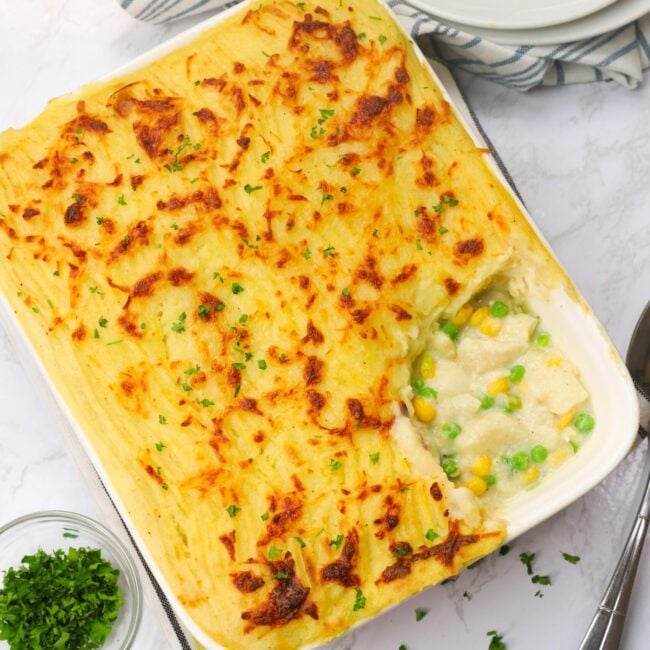 Serving up a delicious freshly baked fish pie