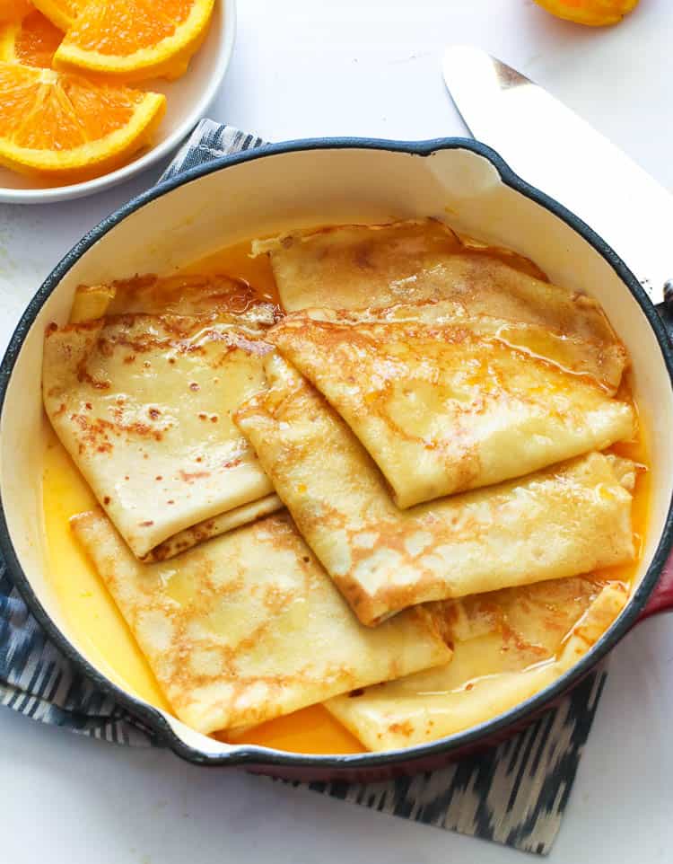 Delectable Crepes Suzette hot off the stove and ready to enjoy