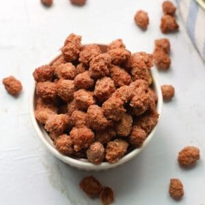 A bowlful of candied peanuts