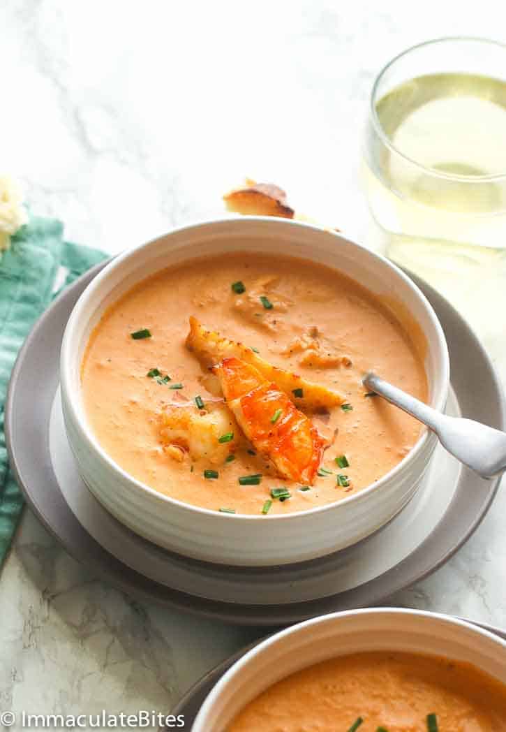 An insanely delicious bowl of lobster bisque