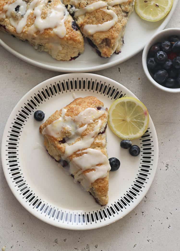 Lemon Blueberry Scones served with glaze