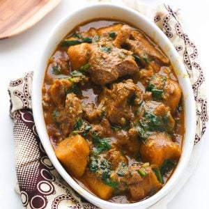 Enjoying a freshly made stew, Sese Plantains for a hearty one-pot meal