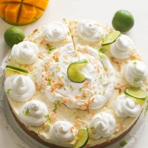 No Bake Key Lime Mango Coconut Pie