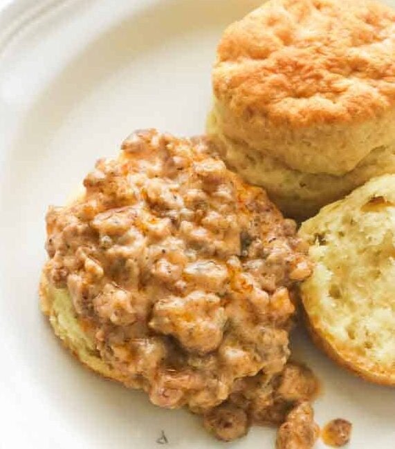 Biscuits and Sausage Gravy for decadent soul food