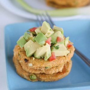 Tatale topped with avocado salad for a healthy snack