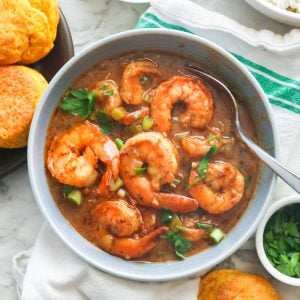 A bowl of shrimp gumbo