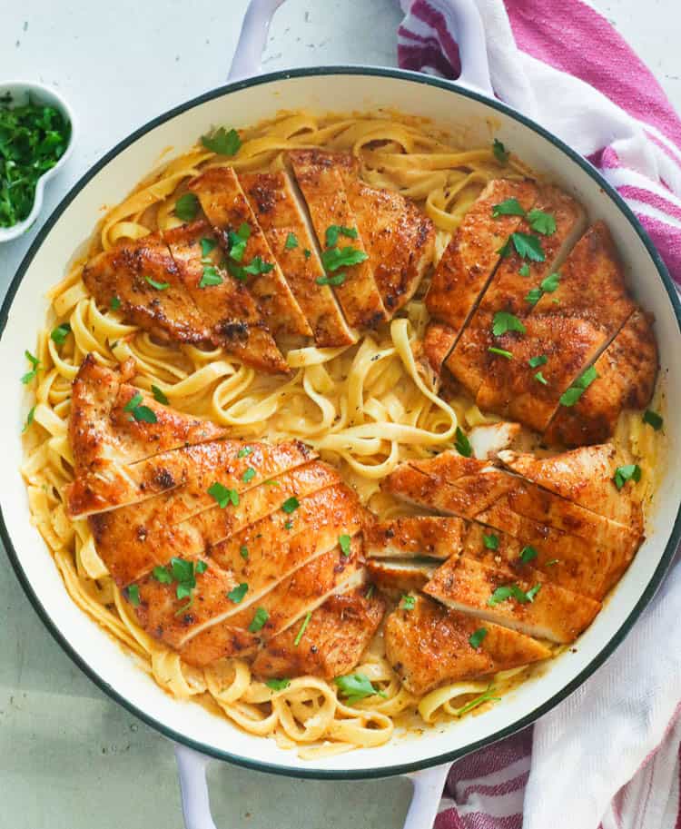 Cajun Chicken Alfredo in a Pan