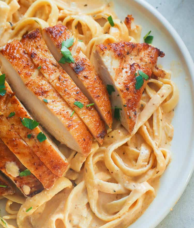 A Plate of Cajun Chicken Alfredo