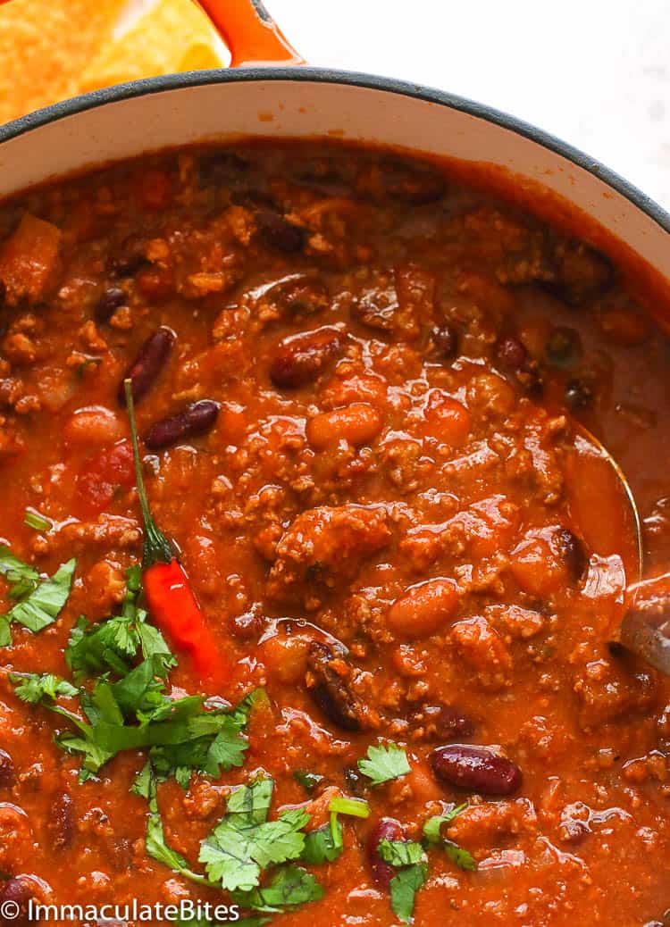 Chili Recipe in a Bowl in a Pot