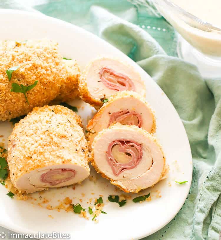 Ham and cheese stuffed baked chicken breast - Cordon Bleu