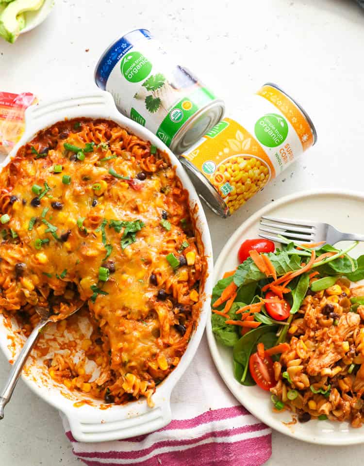 Fiesta Chicken Casserole served in a plate