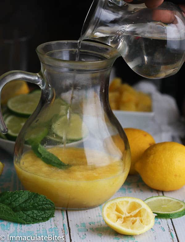 Adding the right touch of sweet sparkling wine to ramp up delicious Pineapple Lemonade