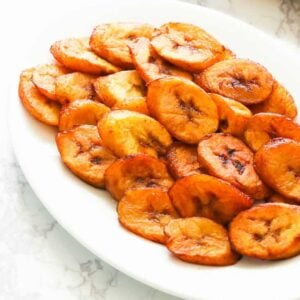 Fried Sweet Plantains in a white platter