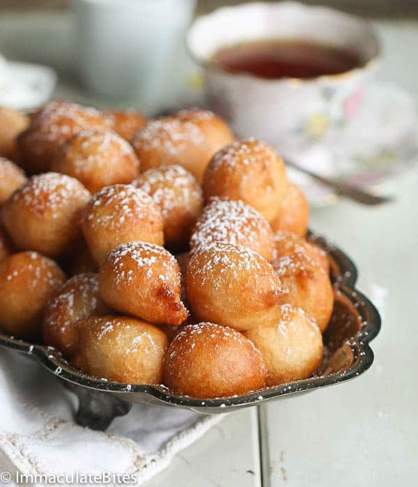 Puff Puff sprinkled with powdered sugar