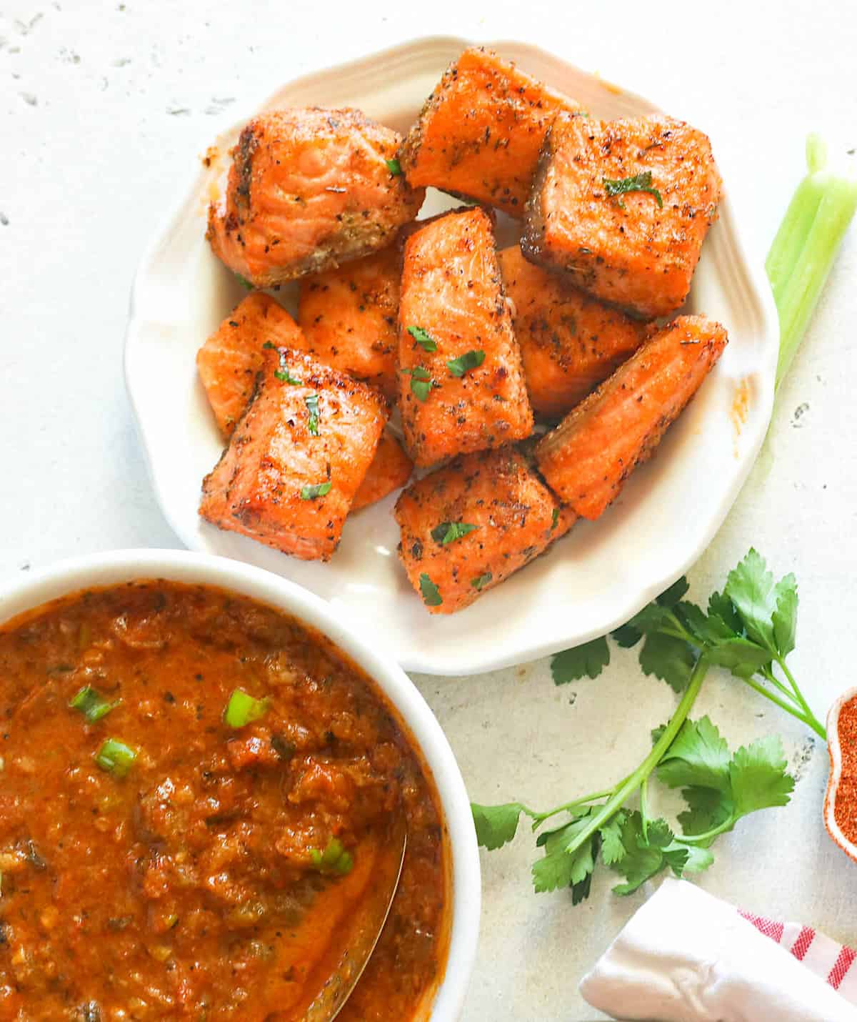 Serve insanely delicious salmon bites with Creole sauce