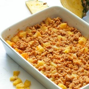 Pineapple Casserole in a pan