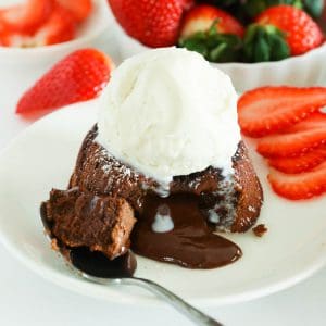 Chocolate Lava Cake topped with Vanilla Ice Cream