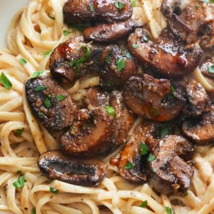 A Serving of Creamy Mushroom Pasta