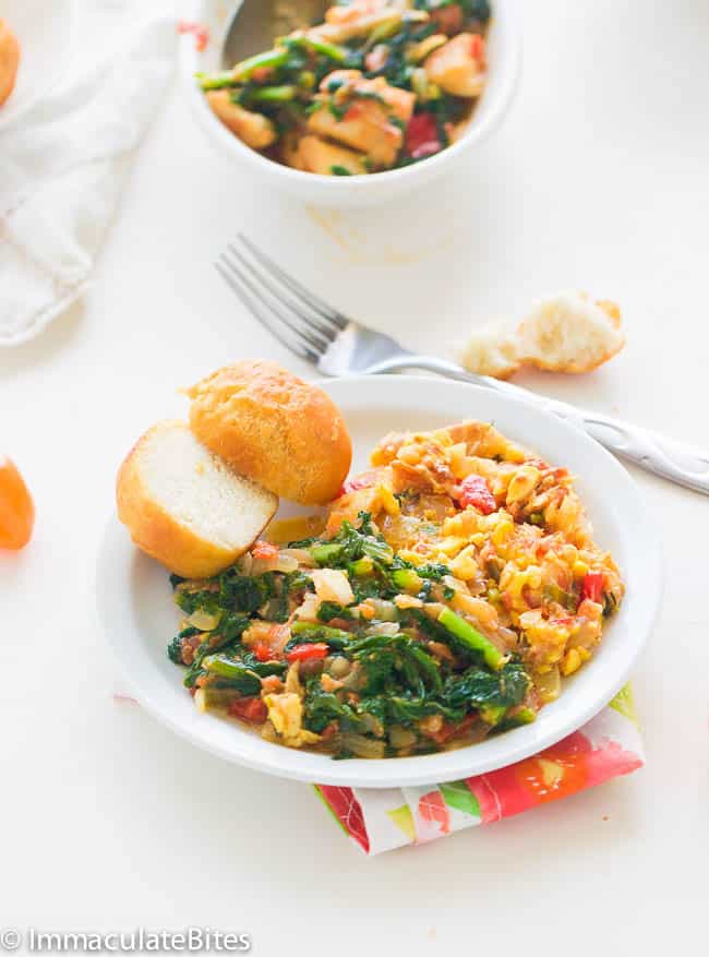 Ackee and Saltfish with callaloo greens