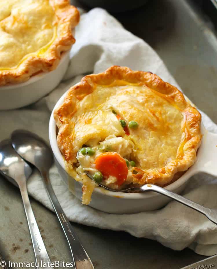 Small serving of chicken pot pie