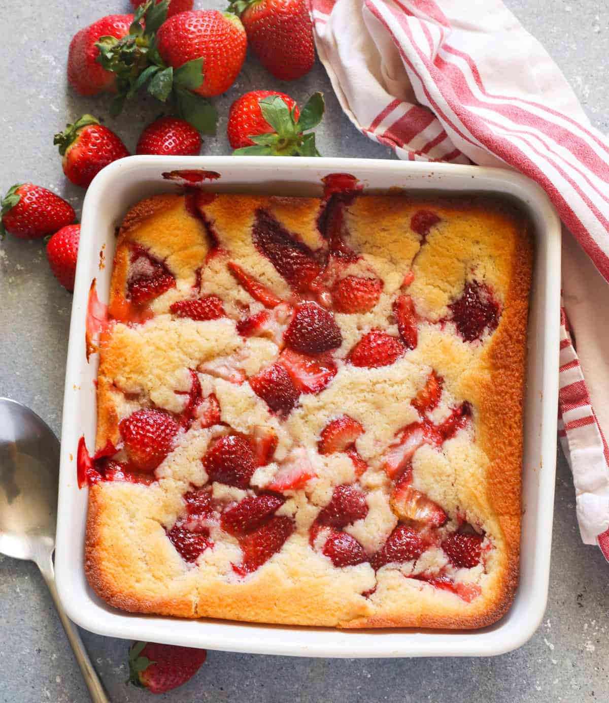 Amazing strawberry cobbler fresh from the oven ready to enjoy