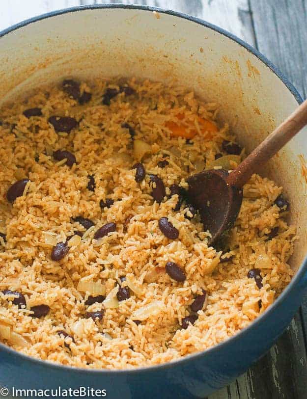 Caribbean rice and beans are the perfect side for jerk chicken