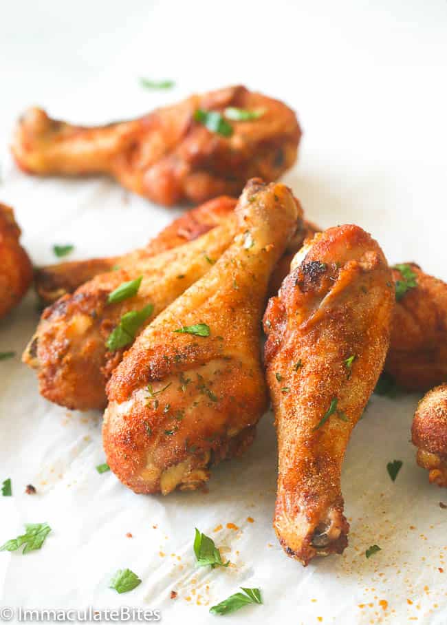 Crispy Baked Chicken Legs fresh from the oven are insanely good 