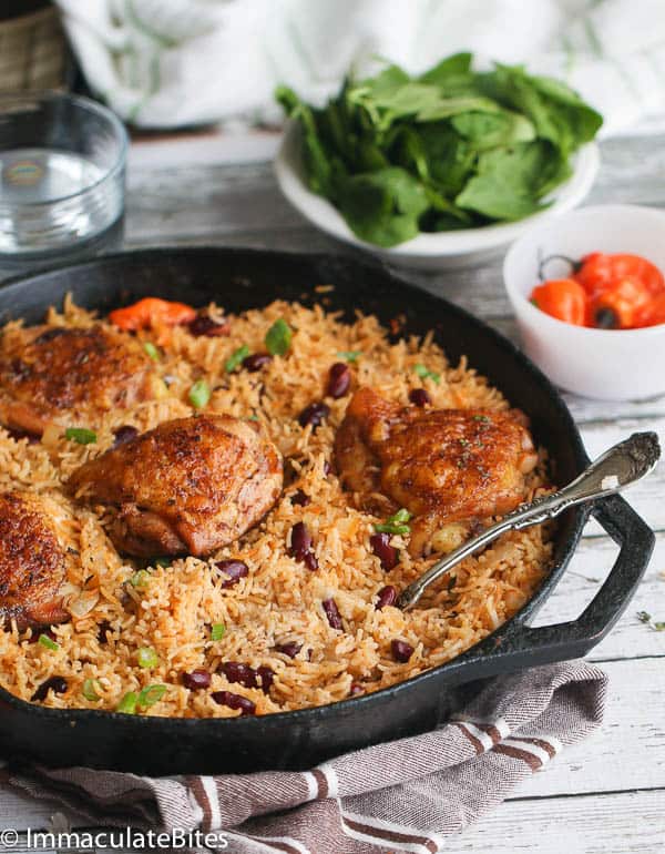 Serving up super satisfying Caribbean jerk chicken and rice in one pot