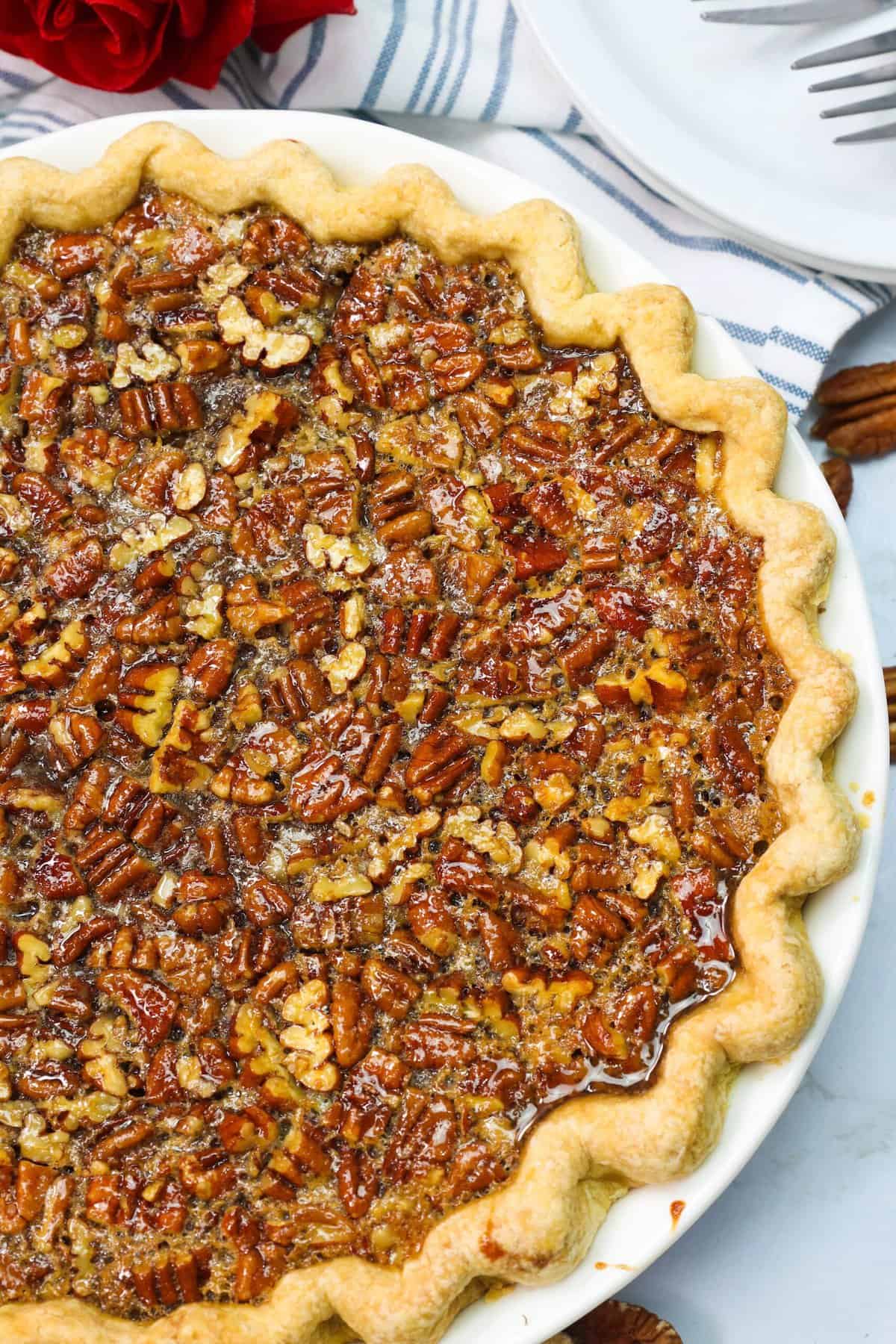 Fresh from the oven sweet potato pie waiting to be served