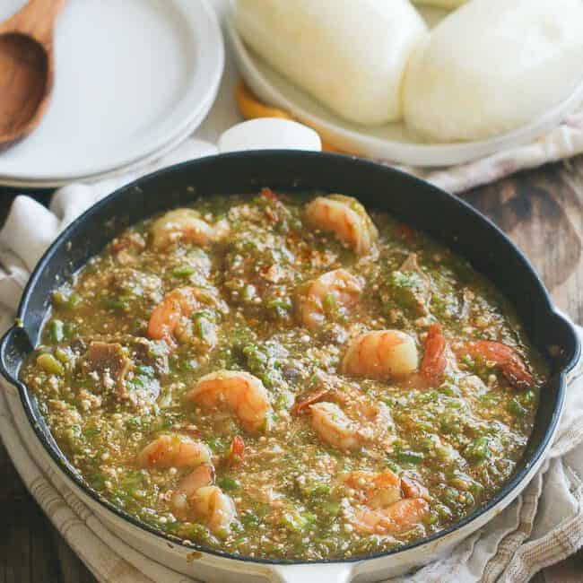 African comfort food okra soup with fufu.