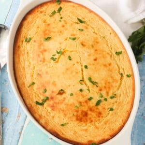 Freshly baked corn souffle