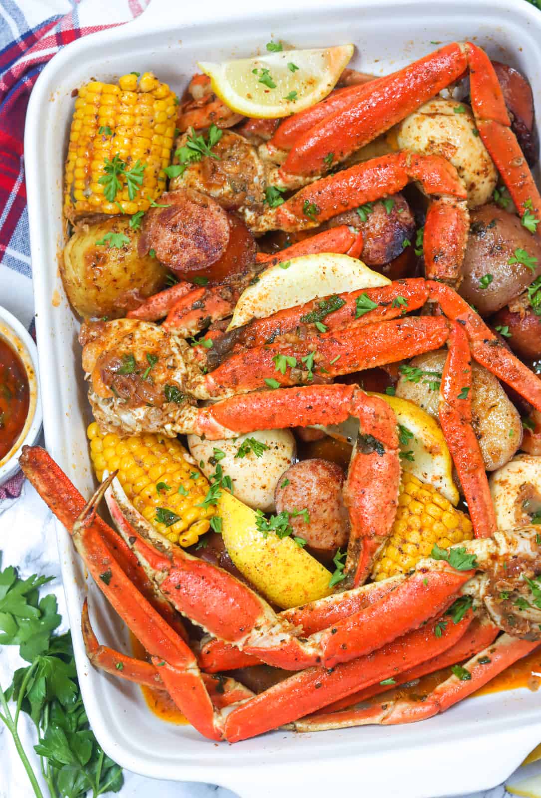 Seafood boil in a bag fresh from the oven