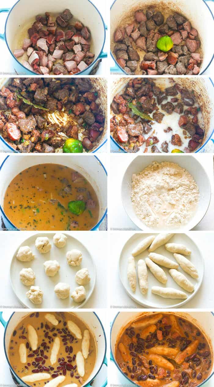 Make the beans and dumplings and simmer until done