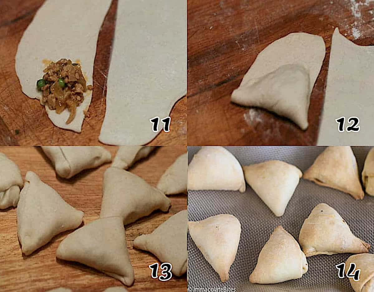 Assembling the samosas