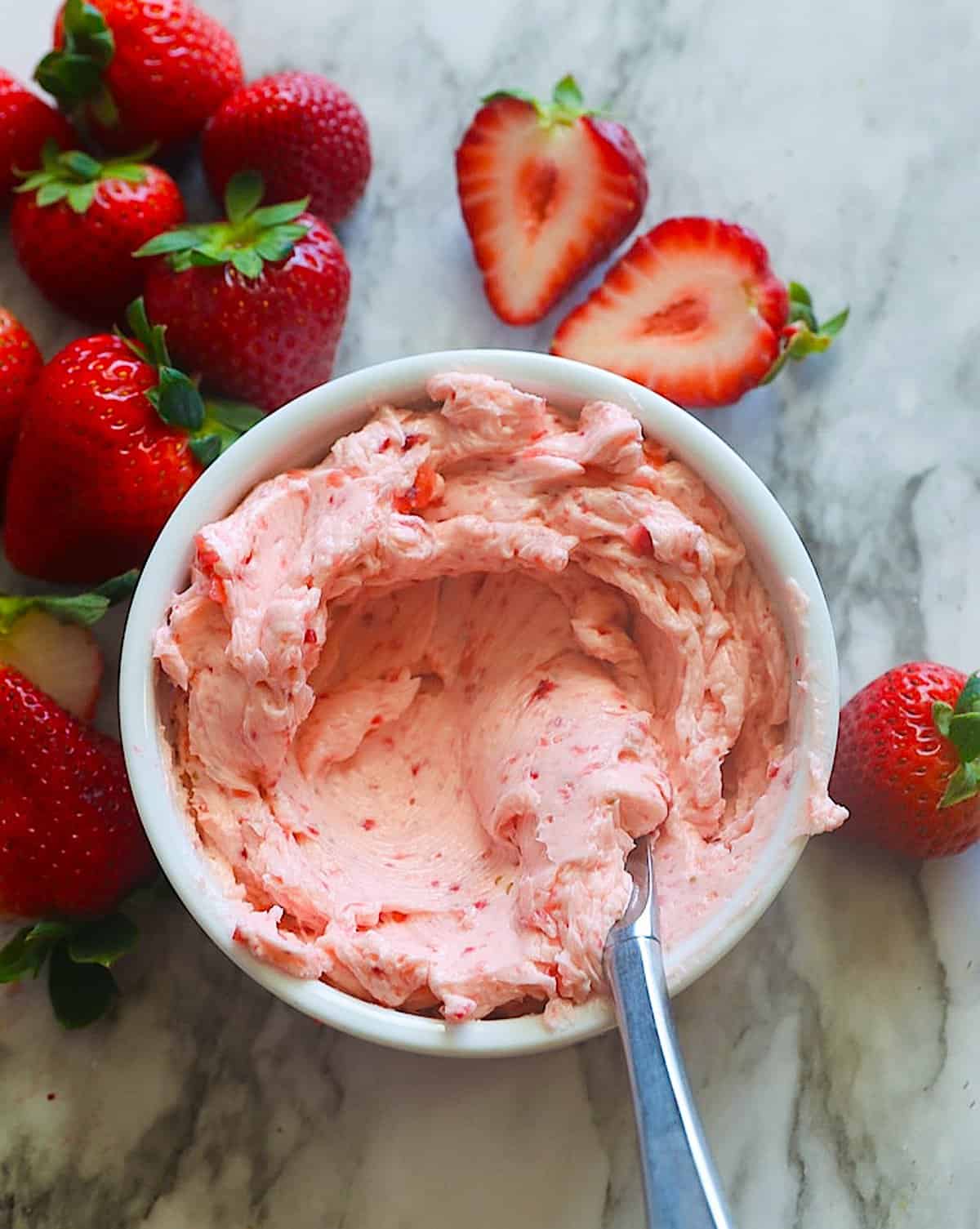 Freshly made strawberry butter ready to make your baked delight even better