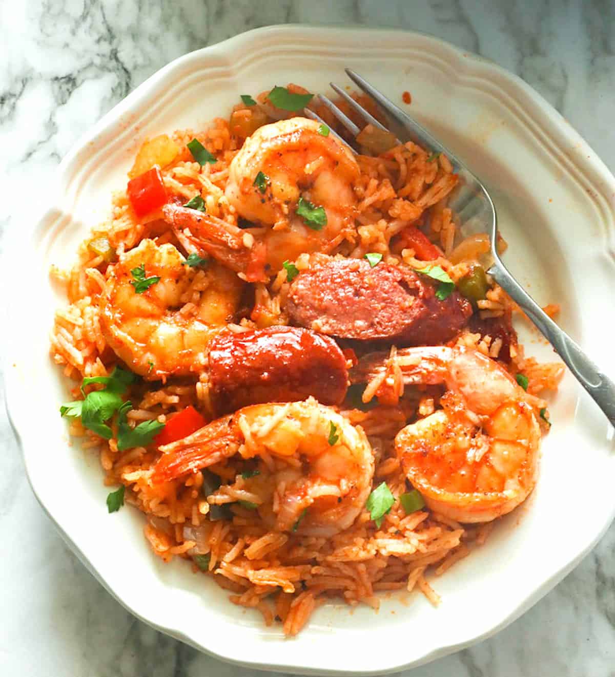 Enjoy a mouthwatering serving of shrimp jambalaya