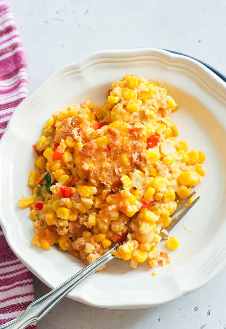 Enjoying a serving of Scalloped Corn