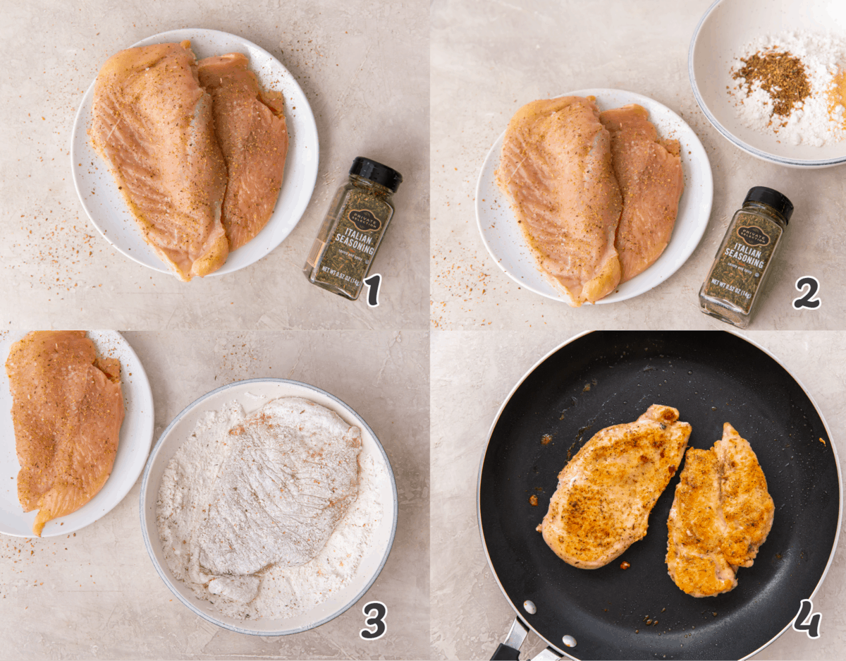 seasoning the chicken breast for an alfredo